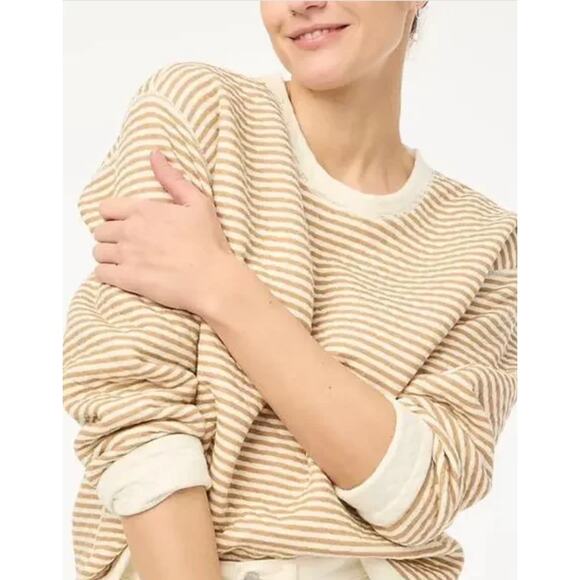 J Crew Factory | NWT | Reversible quilted pullover in Tan White | Sz XS - Picture 1 of 9